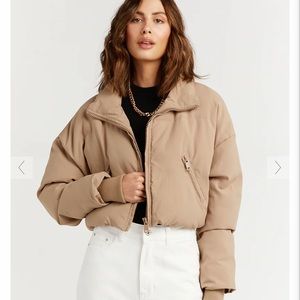 DISSH HORIZON BEIGE CROPPED PUFFER JACKET